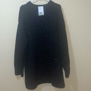 Womens New H&M Black Sparkly Oversized Thick Chunky Sweater